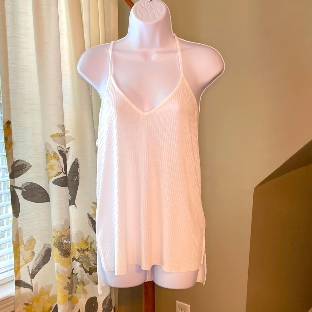 Asos White Ribbed Tank Size 6